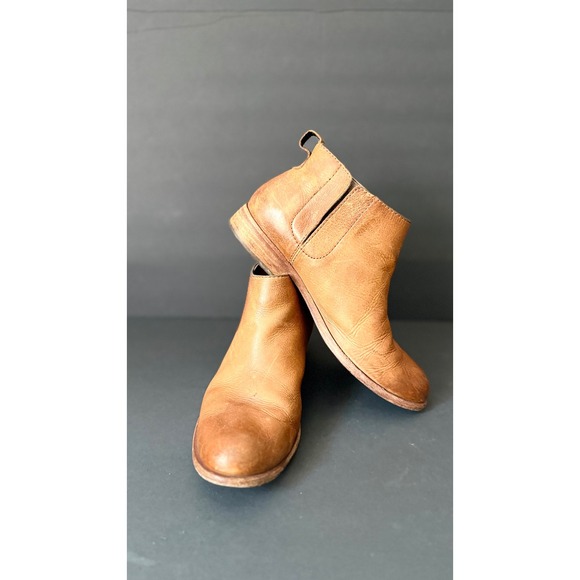 Womens Leather Ankle Boots, Brown Tan, Classic Chelsea Style Size 9M - Picture 1 of 7